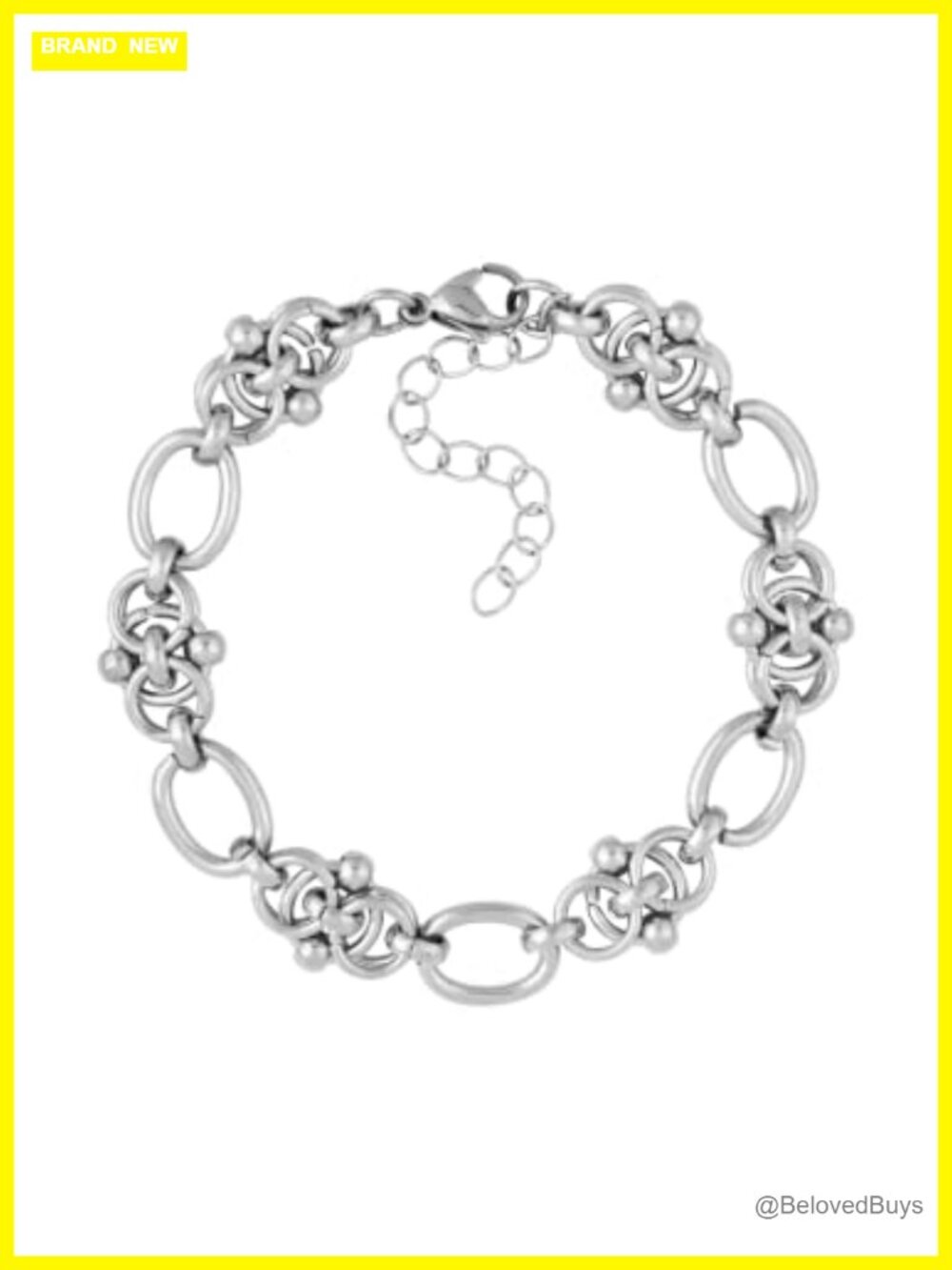 Silver-tone Chunky Bracelet Gothic Emo Punk Grunge Y2k Statement Jewelry